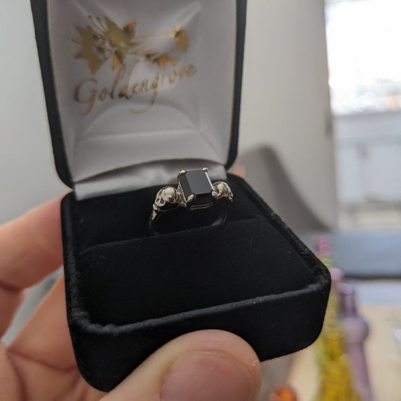 Onyx Skulls 10k White Gold Margaret Cross Modern Mourning Jewellery Discontinued - Picture 3 of 7